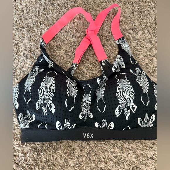 VSX Black and Pink Sports Bra with Medium Support - Picture 1 of 3